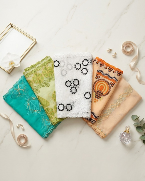 Chiffon Fabric Embroidered Scarves