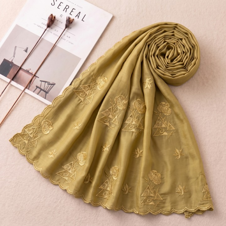 Cotton Embroidered Dupatta - Antique Gold Main image
