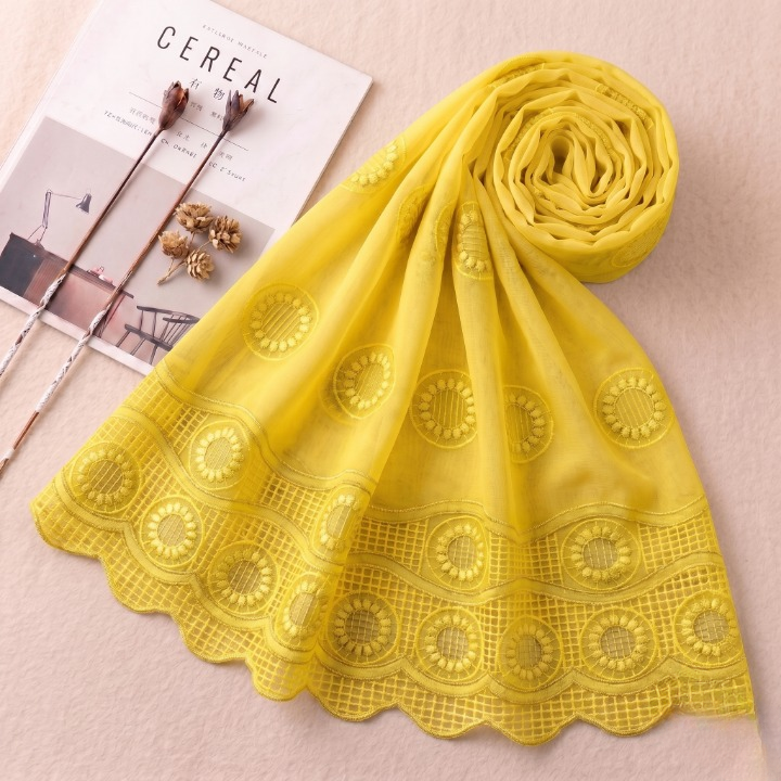 The Floral Lattice Series hand embroidered chiffon dupatta by Khan Scarves