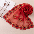 Premium Chiffon Embroidered Dupatta - Crimson Red