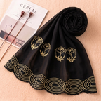 The Midnight & Moonlight Rose Embroidered Chiffon Scarf | Khan Scarves