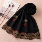 The Midnight & Moonlight Rose Embroidered Chiffon Scarf | Khan Scarves