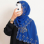 Écharpe en mousseline de soie brodée motif céleste or azur | Khan Scarves