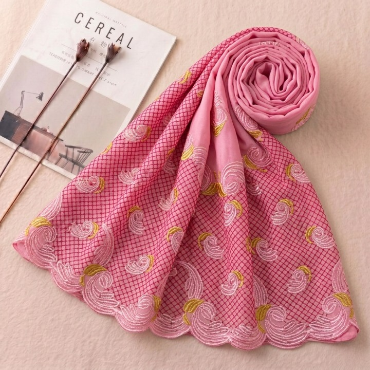 Swiss Voile Lace Fabric | Rose Blush Heritage Dupatta
