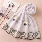 The Midnight & Moonlight Rose Embroidered Chiffon Scarf | Khan Scarves