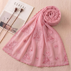 Soft Thread Elegance – Embroidered Cotton Hijab