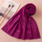 Soft Thread Elegance – Embroidered Cotton Hijab