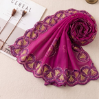 Premium Chiffon Embroidered Dupatta - Magenta Pink