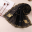 Midnight Noir Gold Floral Embroidered Chiffon Scarf — Khan Scarves