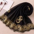 Premium Chiffon Embroidered Dupatta - Midnight Black