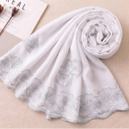 Premium Chiffon Embroidered Dupatta - Pure White