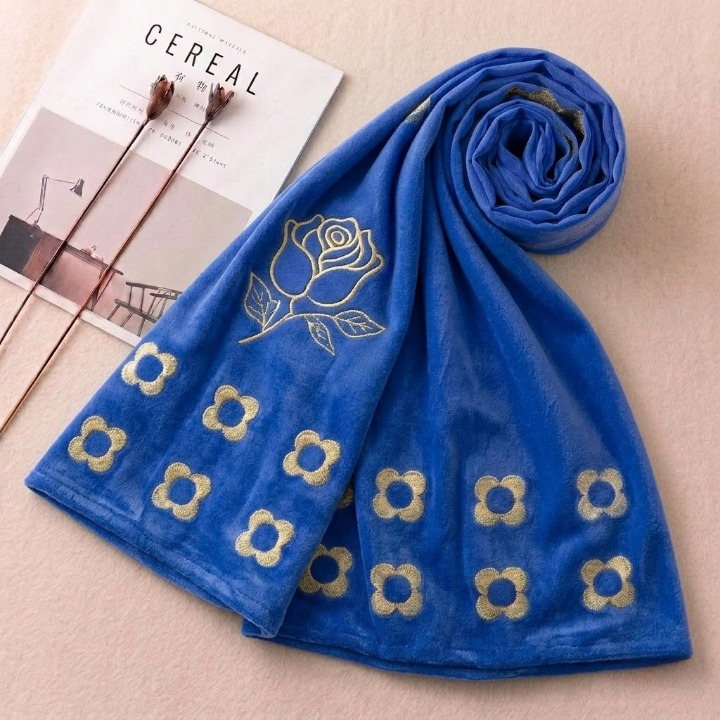 Floral Symphony embroidered chiffon scarf with floral embroidery