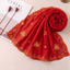 Scarlet Gold Floral Whimsy embroidered chiffon scarf by Khan Scarves