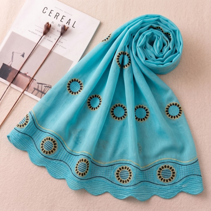 The Floral Lattice Series hand embroidered chiffon dupatta by Khan Scarves
