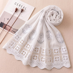 Floral Symphony embroidered chiffon scarf with floral embroidery