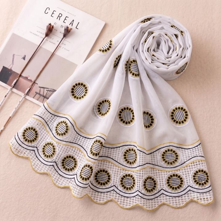 The Floral Lattice Series hand embroidered chiffon dupatta by Khan Scarves